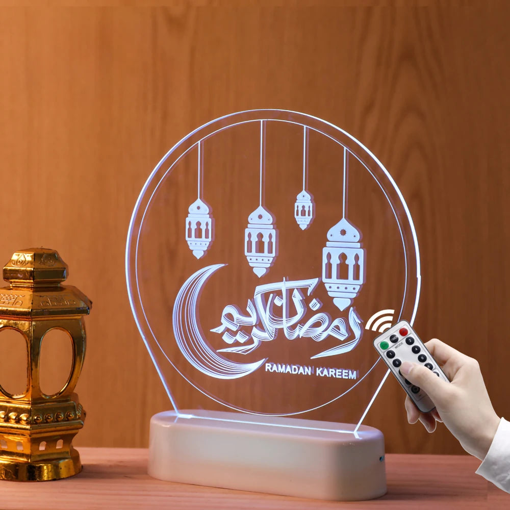 LED Eid Mubarak Mond Nachtlicht 3D Tischlampe