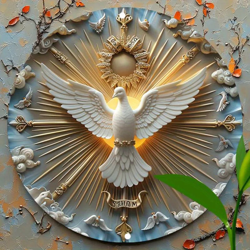 Wandkunst „Christus der Geist“, Taube, Aluminium-Metal
