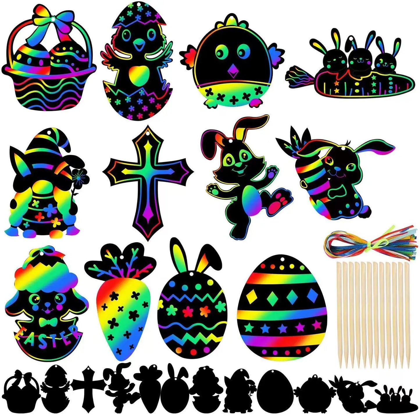 Osterhasen-Ei, buntes Kratzpapier