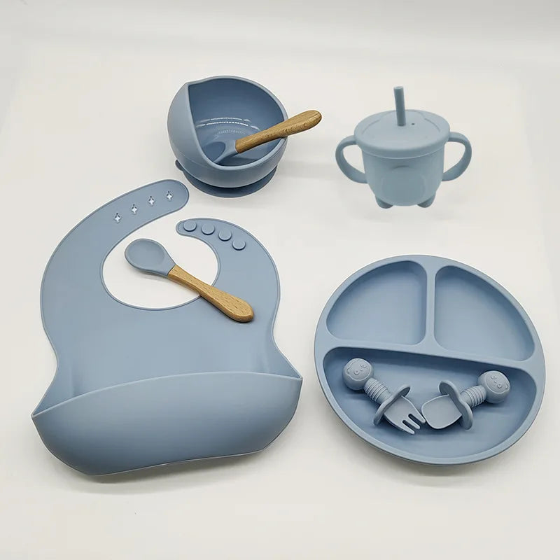 Baby Silikon 6/8-teiliges Geschirr-Set