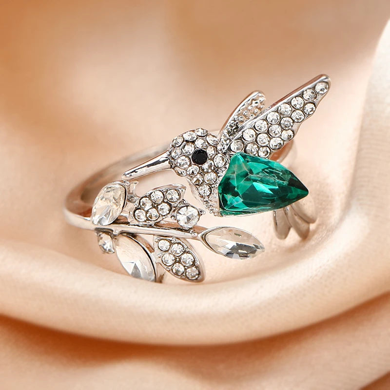 Elegante, verstellbare Kolibri-Ringe aus natürlichem blauem Stein