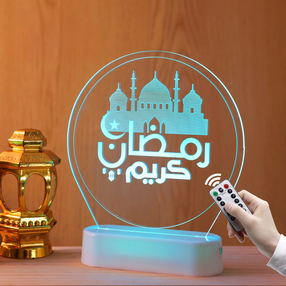 LED Eid Mubarak Mond Nachtlicht 3D Tischlampe