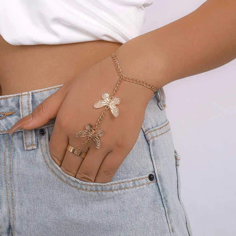 Vintage Punk Schmetterling Ring mit Armband