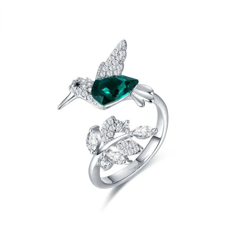 Elegante, verstellbare Kolibri-Ringe aus natürlichem blauem Stein