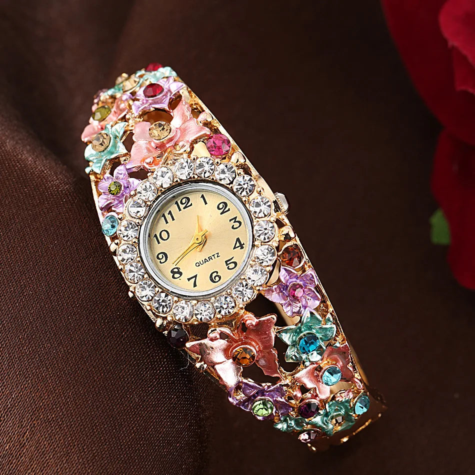 Damenuhr Edelstahl Strass Quarzuhr