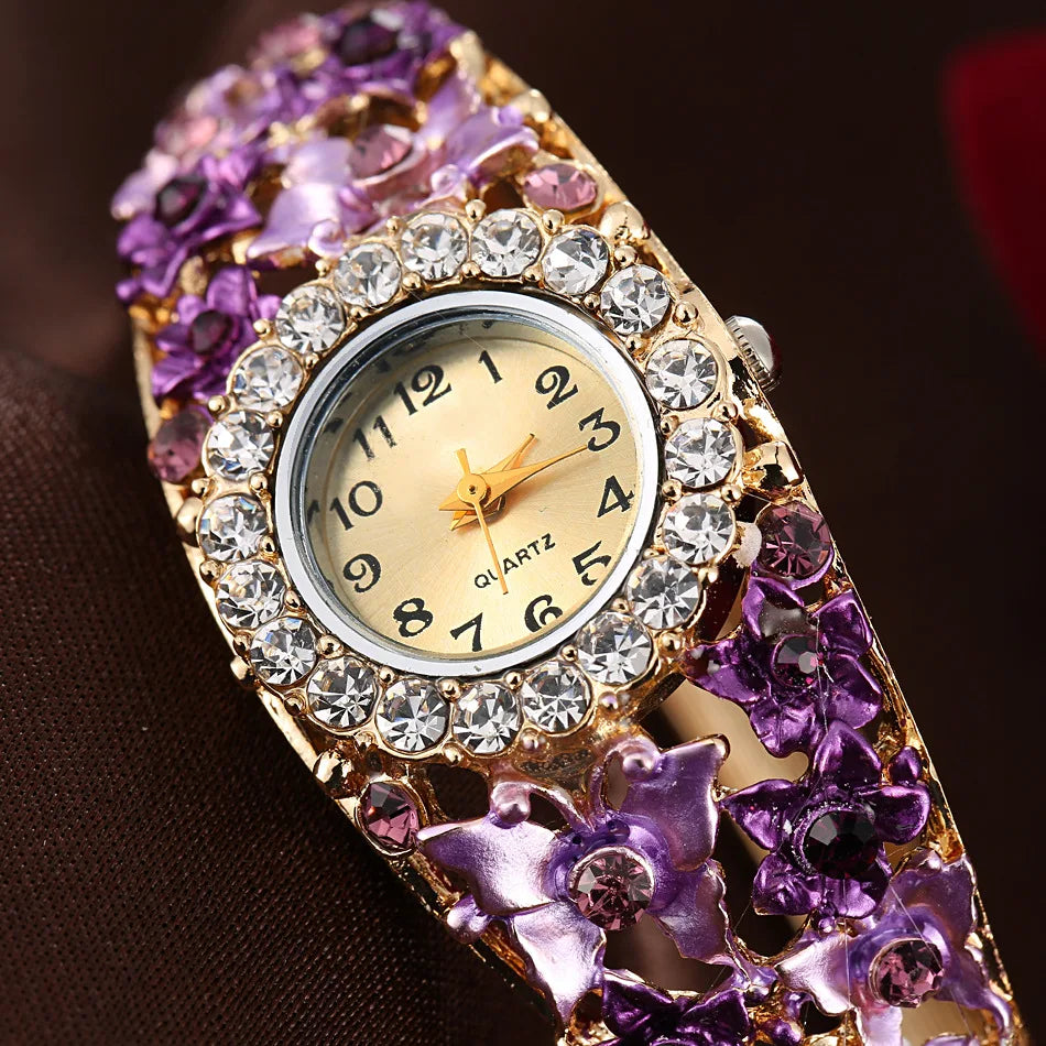 Damenuhr Edelstahl Strass Quarzuhr