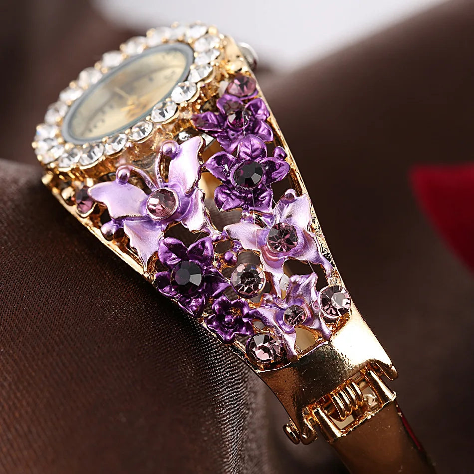 Damenuhr Edelstahl Strass Quarzuhr