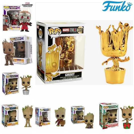 Funko Pop Marvel Studios 10 Anniversary Groot (Gold Chrome) 378 Galaxy Guardians Holiday Dancing Grooted 101 #