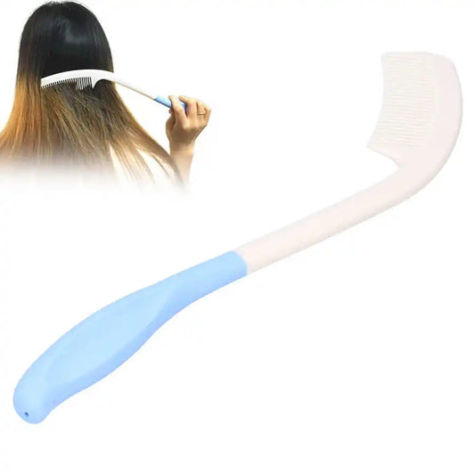 Long Handle Comb Long Handle Hair Brush Anti-slip Ergonomic Curved Handles Comb for Elderly Hand Disabled People Health Care